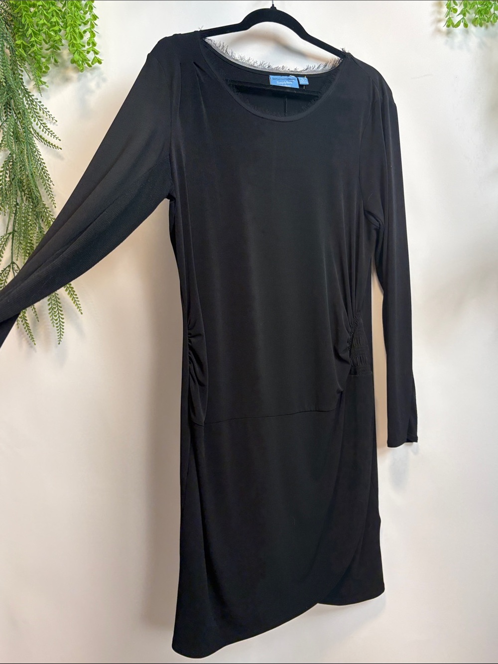 Simply Vera Vera Wang Black Long-Sleeve Ruched Side Dress